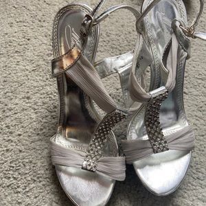Silver bridal shoes from David’s bridal